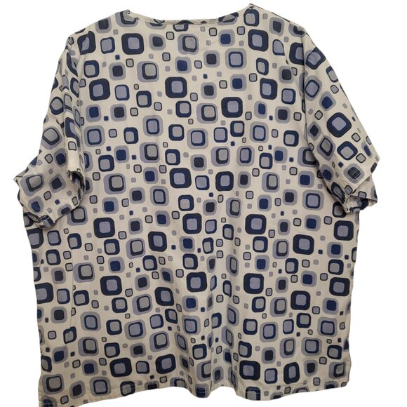 UA Butter-Soft Funky Geometric Cloud Print Scrub Top - Picture 2 of 5